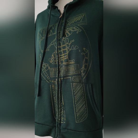 Unbranded Jacket Unixex Green With Hoodie Zipper Front Medium Pockets Good Co - Picture 3 of 6